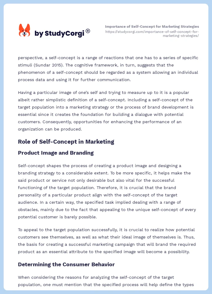 Importance of Self-Concept for Marketing Strategies. Page 2