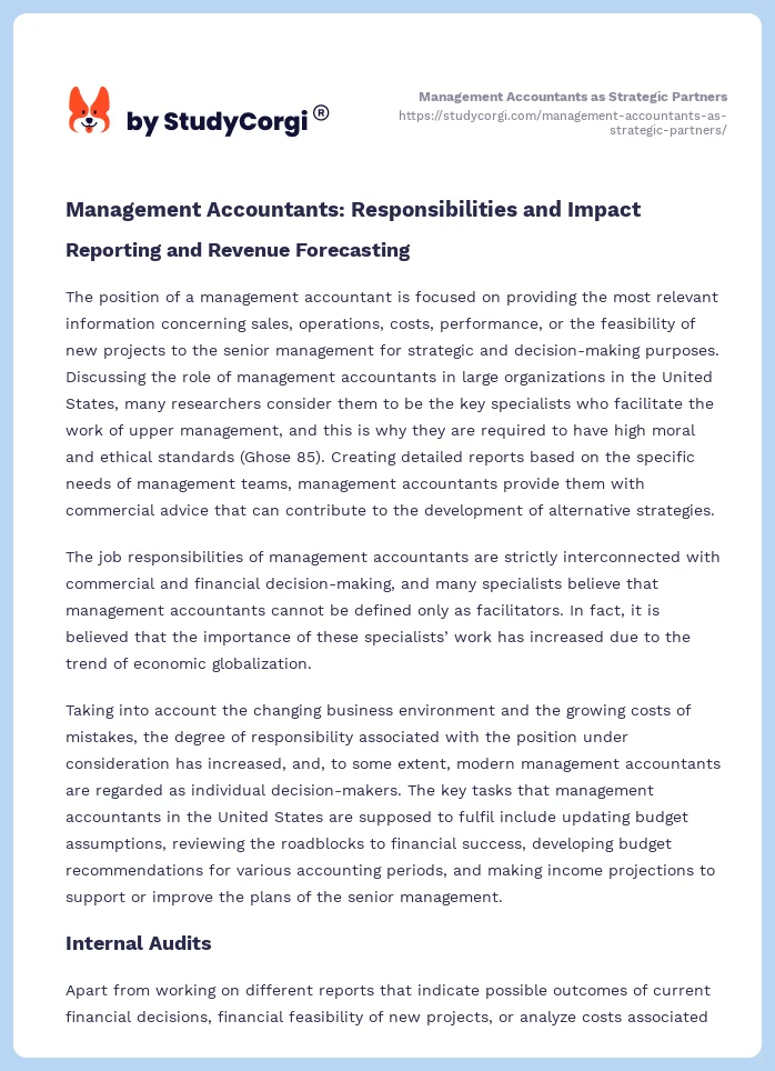 Management Accountants as Strategic Partners. Page 2