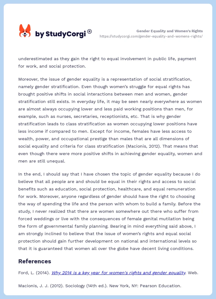 Gender Equality and Women’s Rights. Page 2