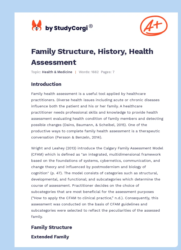 Family Structure, History, Health Assessment. Page 1