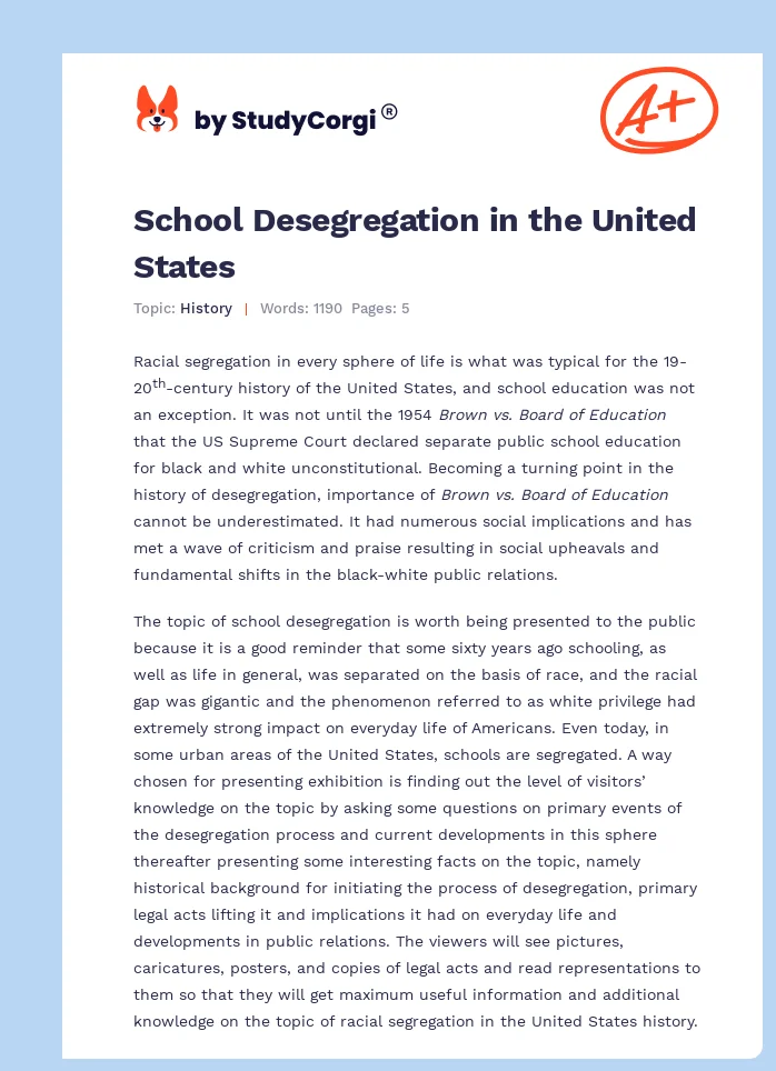 School Desegregation in the United States. Page 1