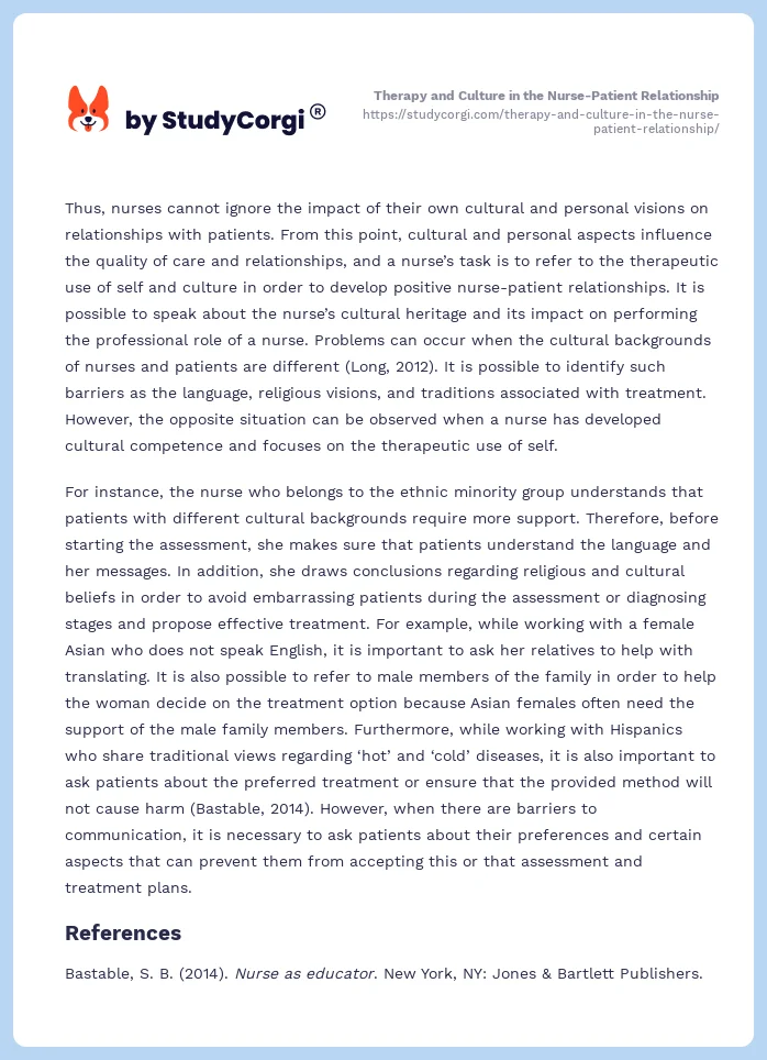 Therapy and Culture in the Nurse-Patient Relationship. Page 2