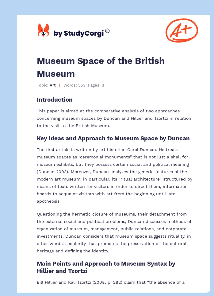 Museum Space of the British Museum. Page 1