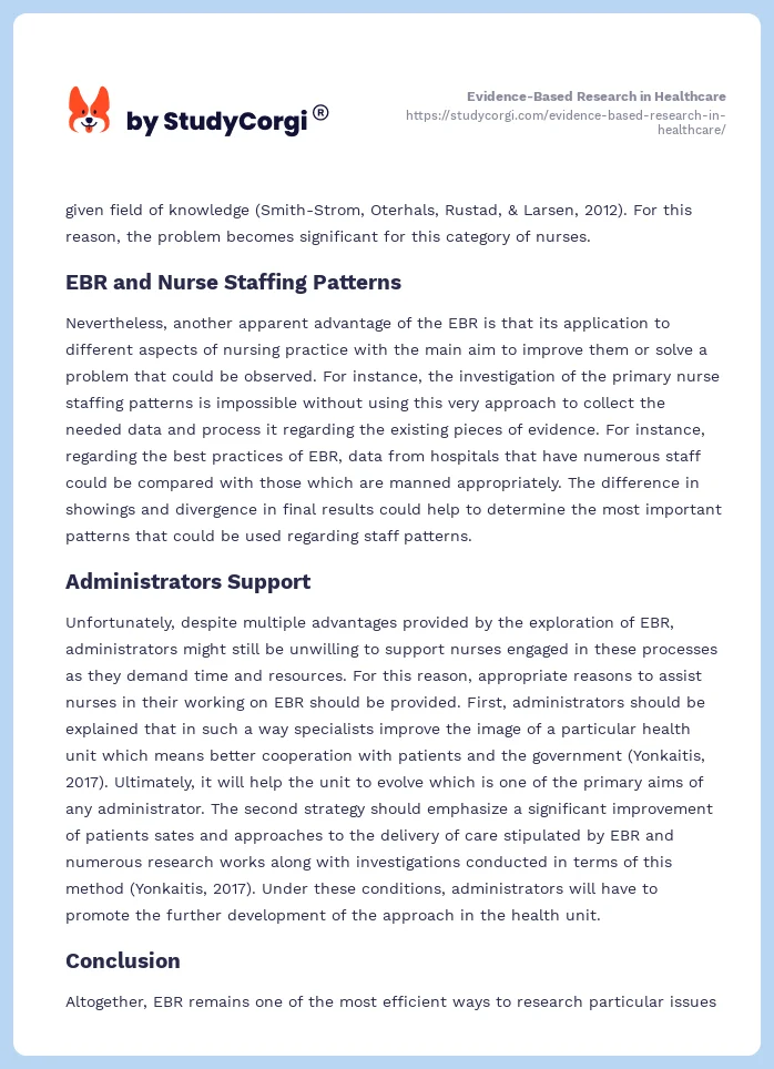 Evidence-Based Research in Healthcare. Page 2