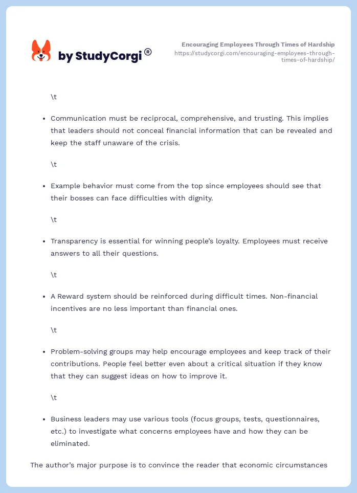 Encouraging Employees Through Times of Hardship. Page 2