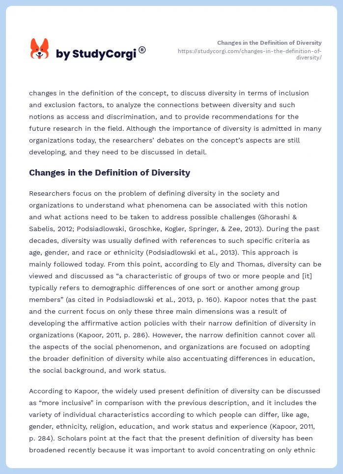 Changes in the Definition of Diversity. Page 2