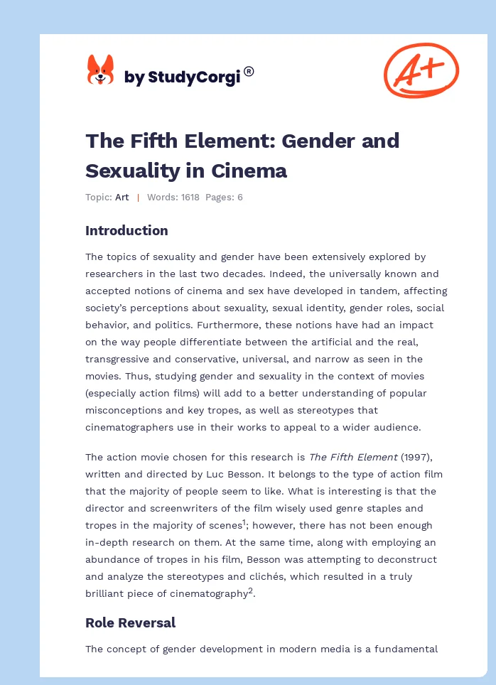 The Fifth Element: Gender and Sexuality in Cinema. Page 1