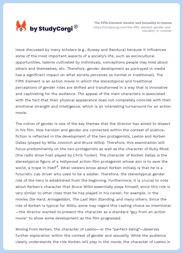 The Fifth Element: Gender and Sexuality in Cinema. Page 2