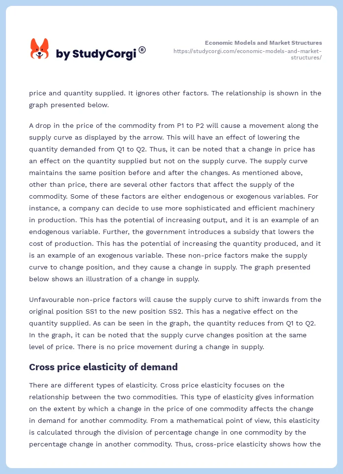 Economic Models and Market Structures. Page 2