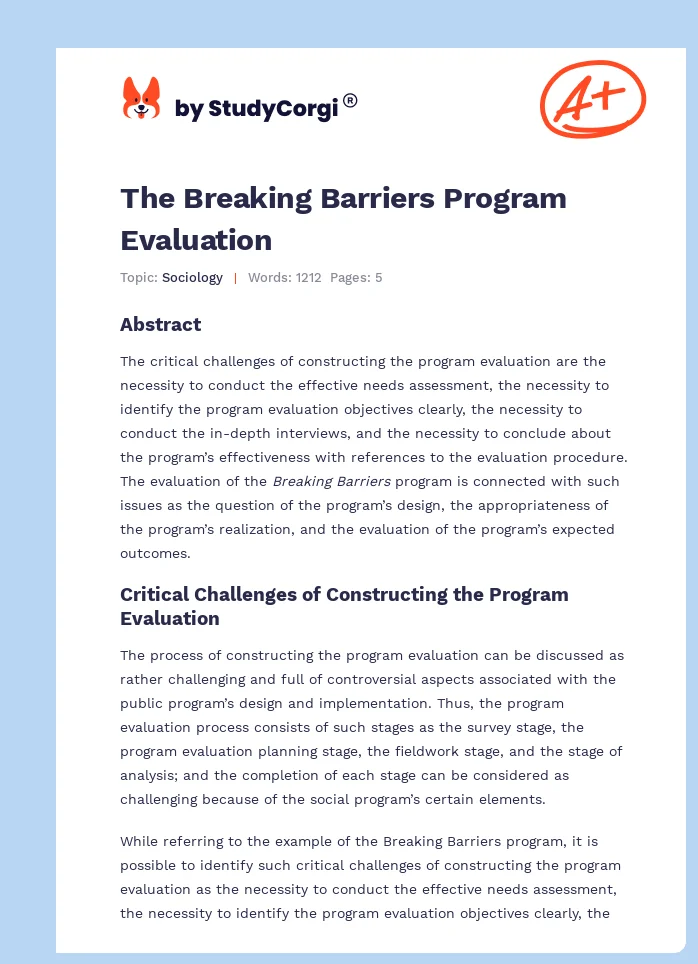 The Breaking Barriers Program Evaluation. Page 1