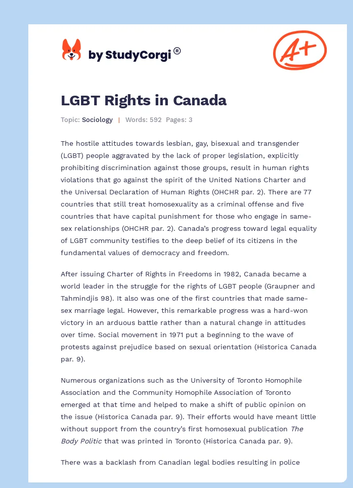 LGBT Rights in Canada. Page 1
