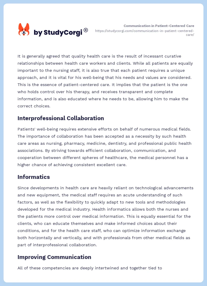 Communication in Patient-Centered Care. Page 2