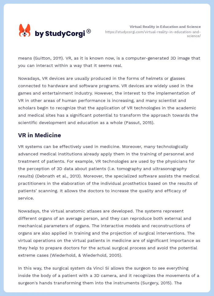 Virtual Reality in Education and Science. Page 2