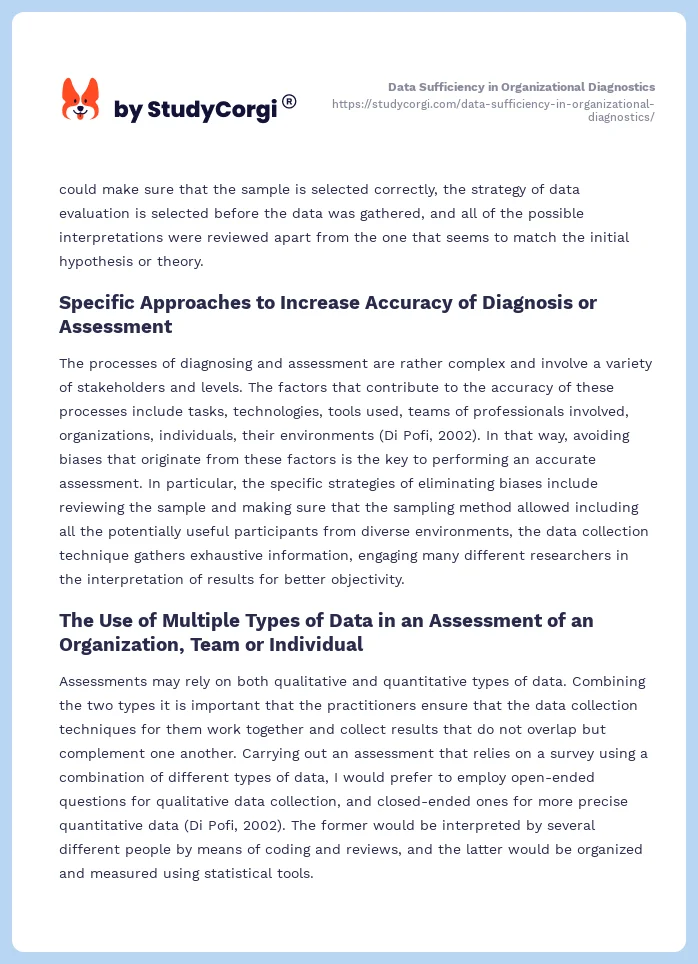 Data Sufficiency in Organizational Diagnostics. Page 2