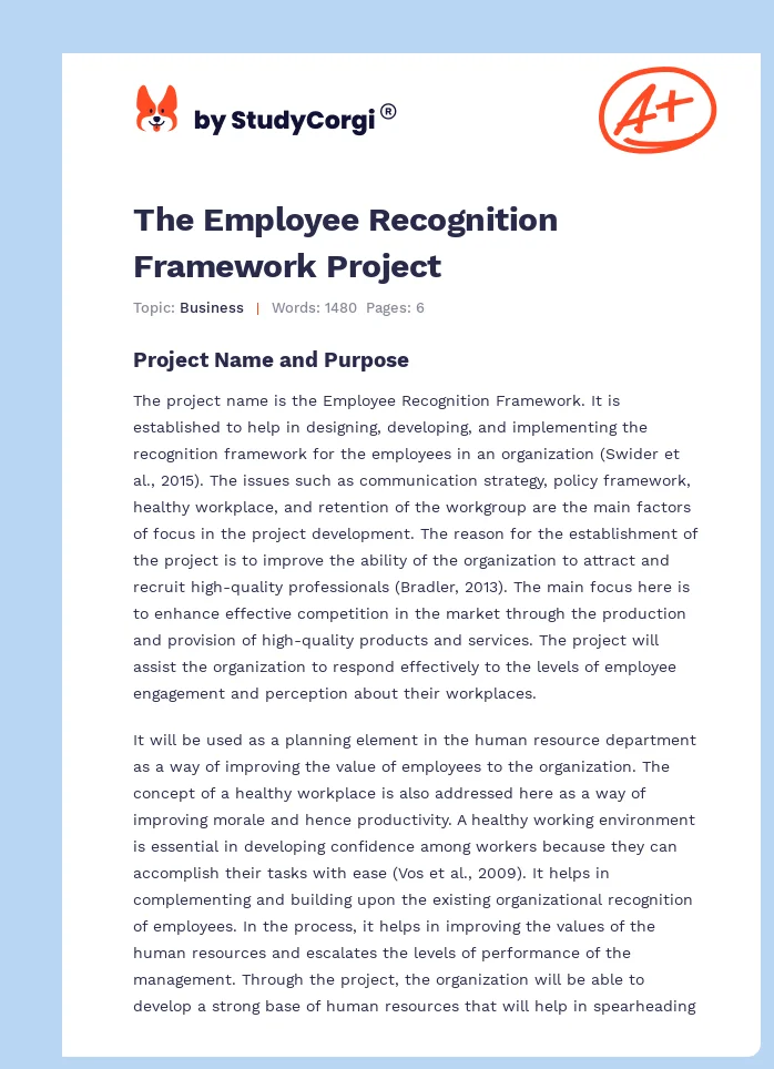The Employee Recognition Framework Project. Page 1