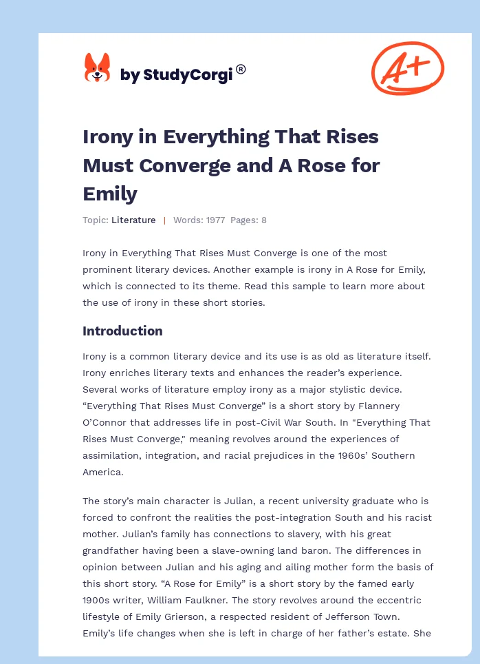 Irony in Everything That Rises Must Converge and A Rose for Emily. Page 1