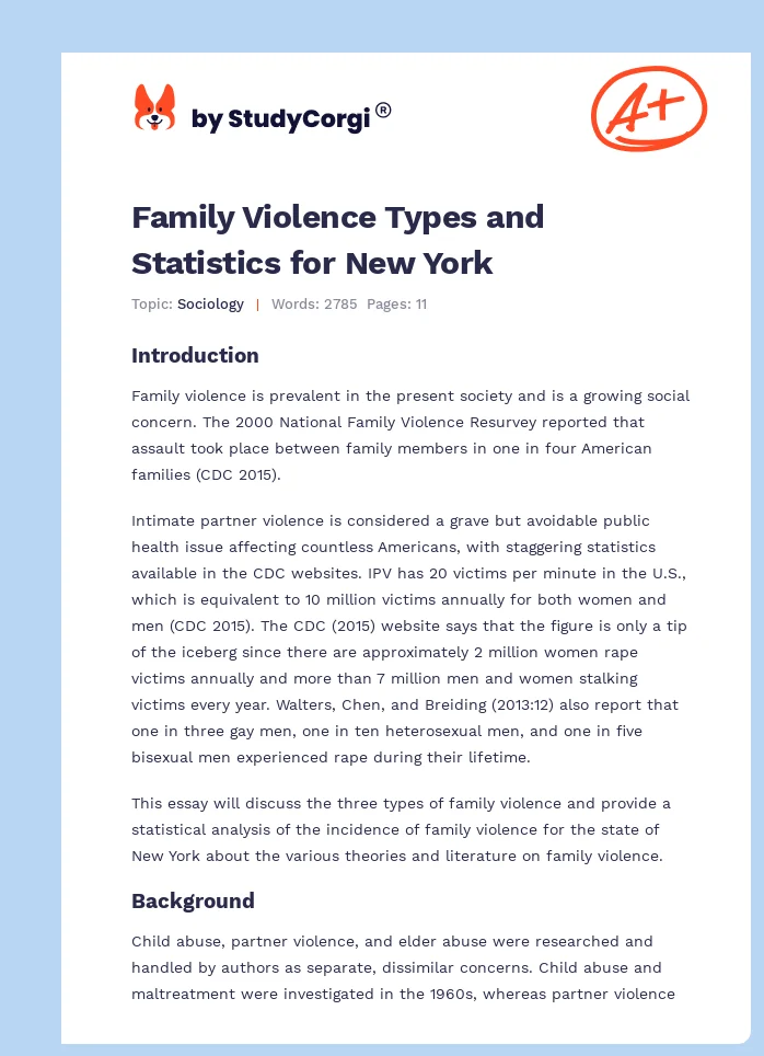 Family Violence Types and Statistics for New York. Page 1