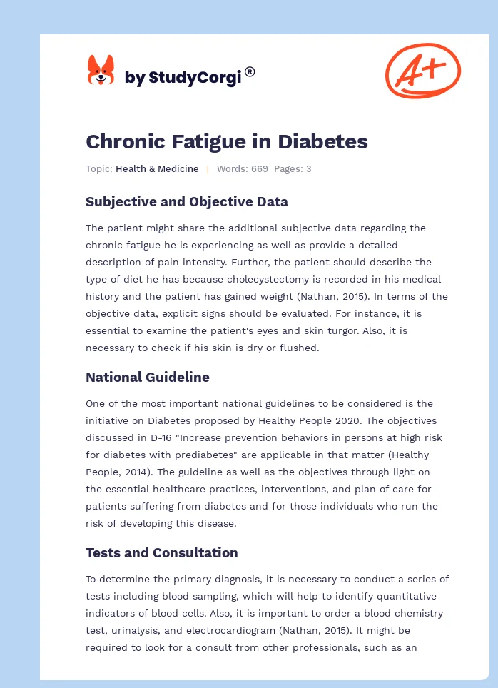 Chronic Fatigue in Diabetes. Page 1
