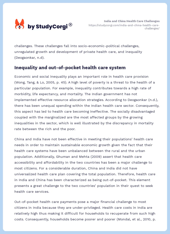 India and China Health Care Challenges. Page 2