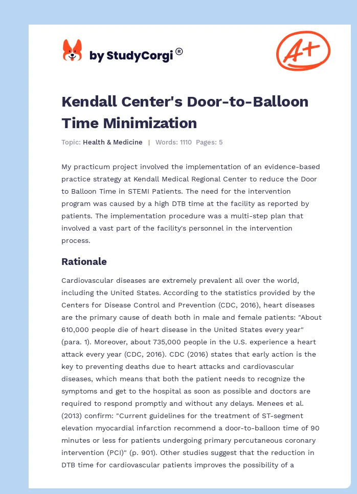Kendall Center's Door-to-Balloon Time Minimization. Page 1