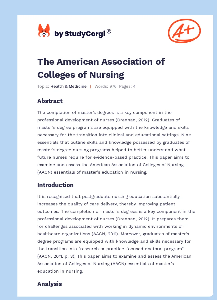 The American Association of Colleges of Nursing. Page 1