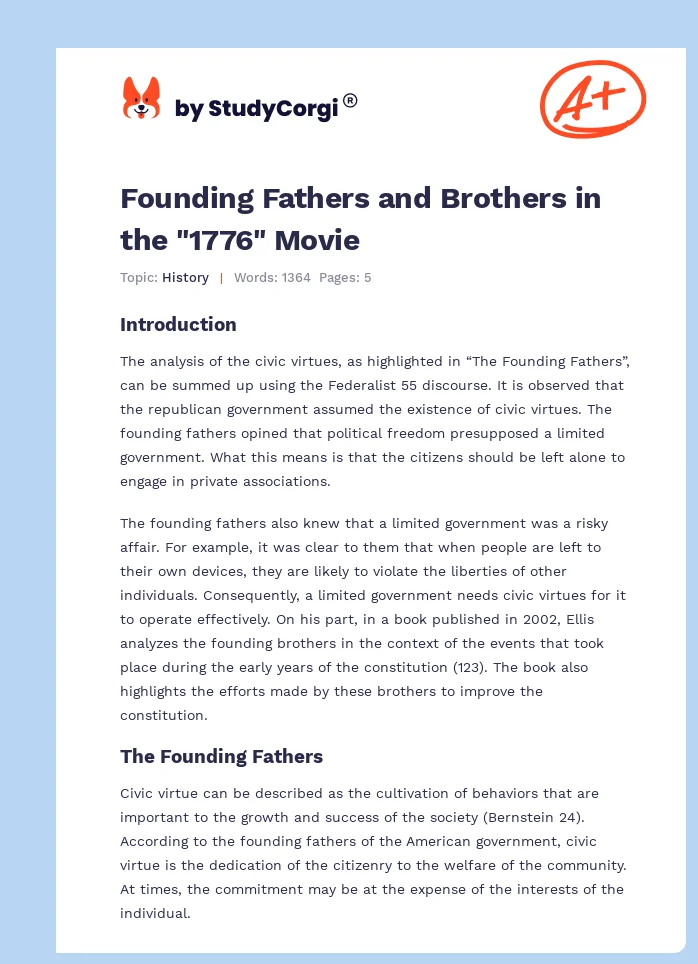 Founding Fathers and Brothers in the "1776" Movie. Page 1