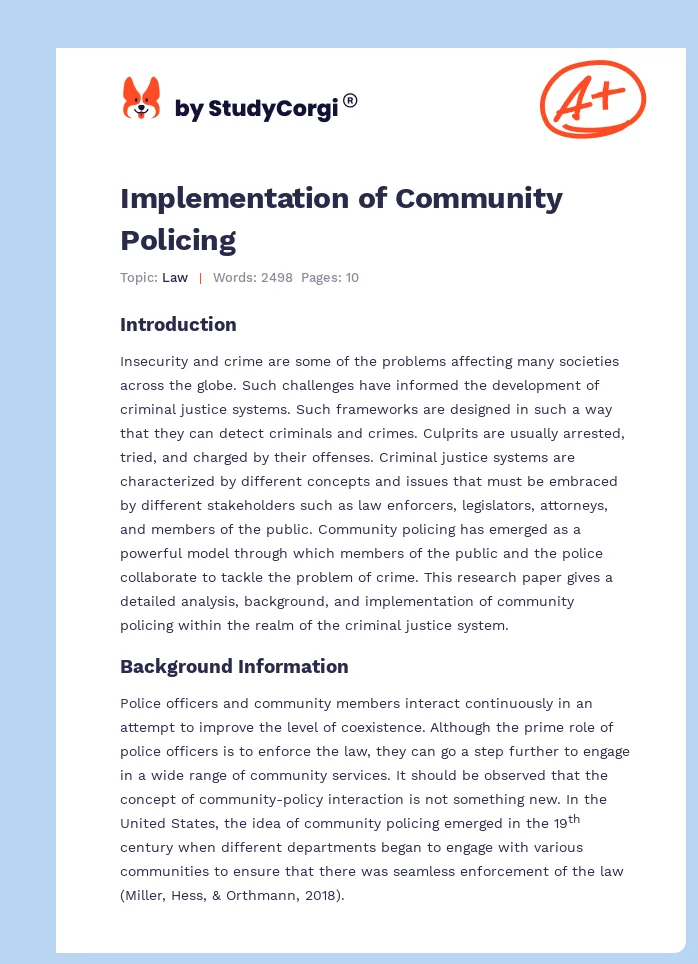 Implementation of Community Policing. Page 1
