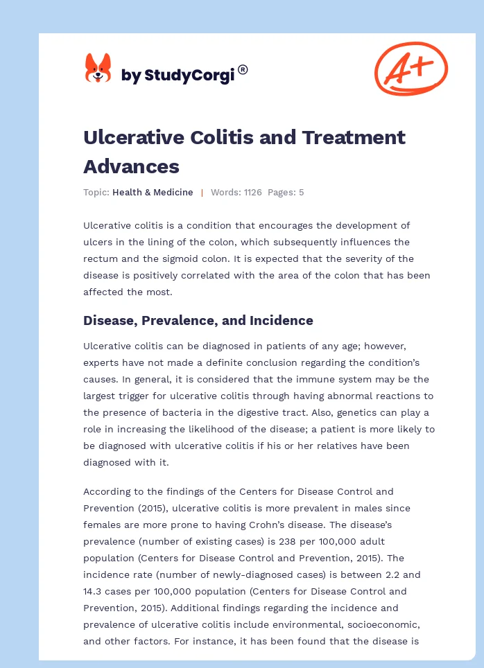 Ulcerative Colitis and Treatment Advances. Page 1