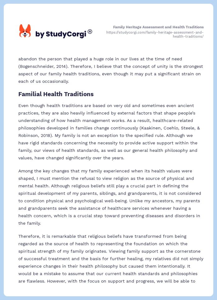 Family Heritage Assessment and Health Traditions. Page 2