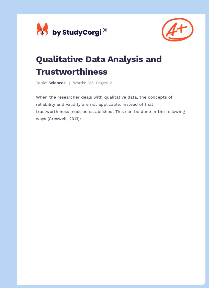 Qualitative Data Analysis and Trustworthiness. Page 1