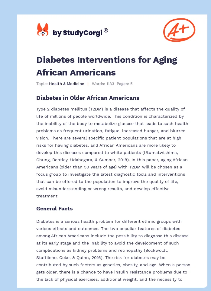 Diabetes Interventions for Aging African Americans. Page 1
