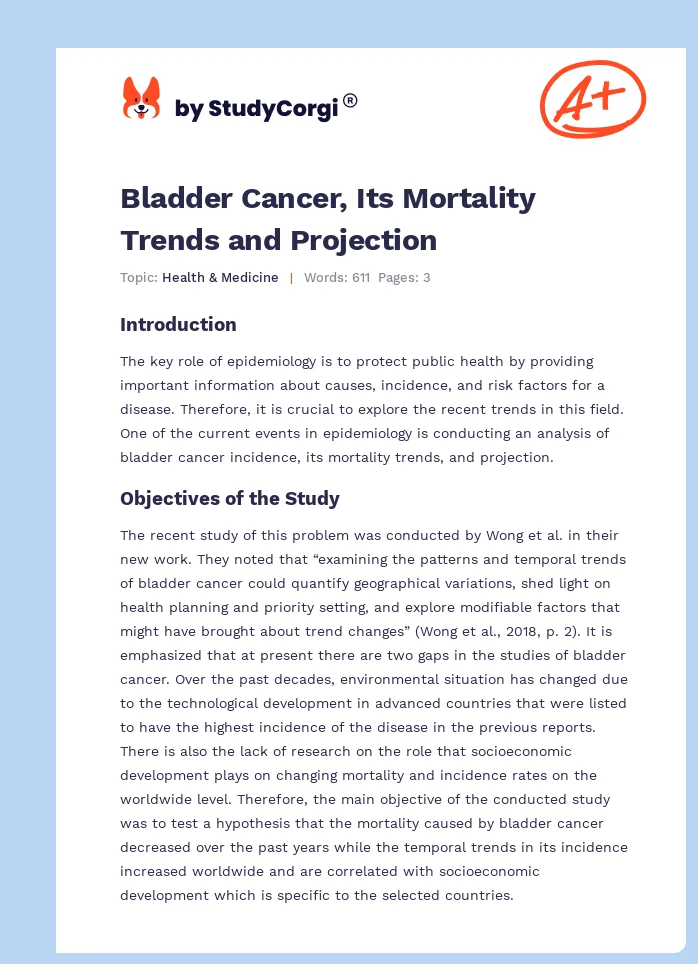 Bladder Cancer, Its Mortality Trends and Projection. Page 1