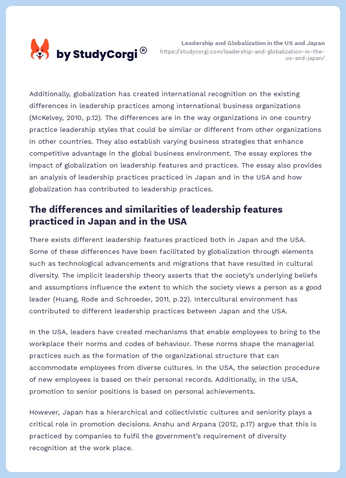 Leadership and Globalization in the US and Japan. Page 2