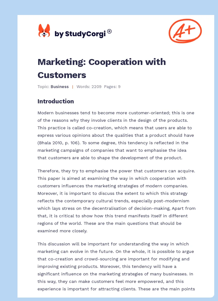 Marketing: Cooperation with Customers. Page 1