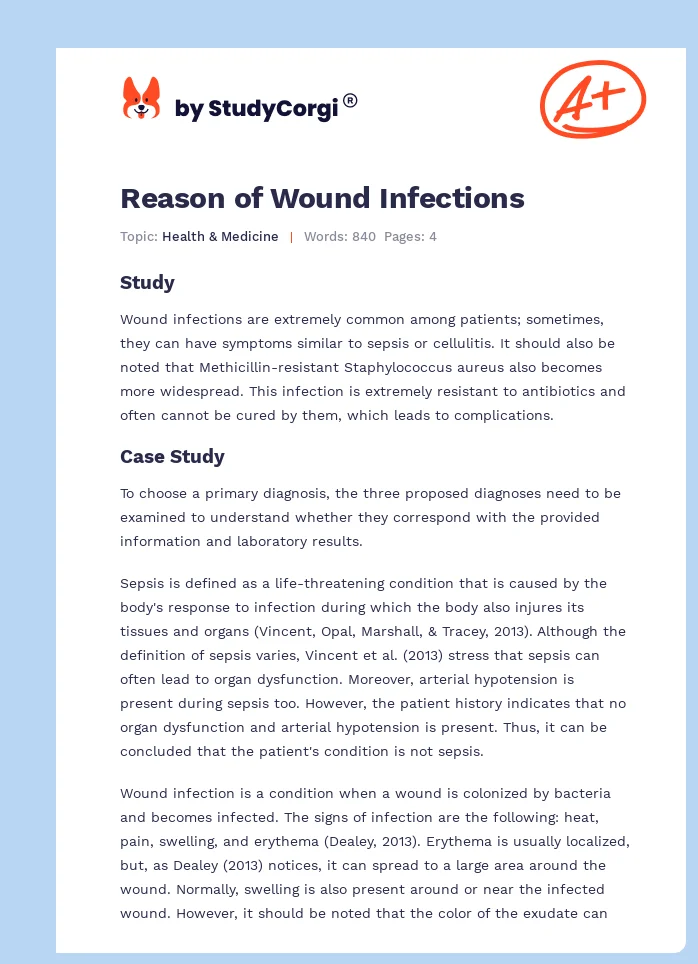 Reason of Wound Infections. Page 1