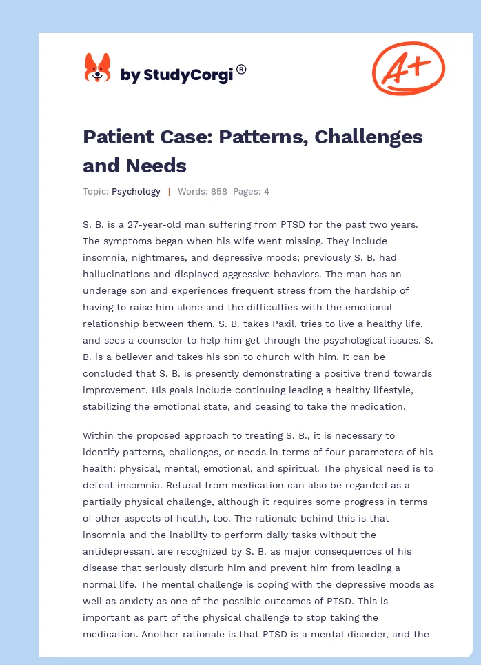 Patient Case: Patterns, Challenges and Needs. Page 1