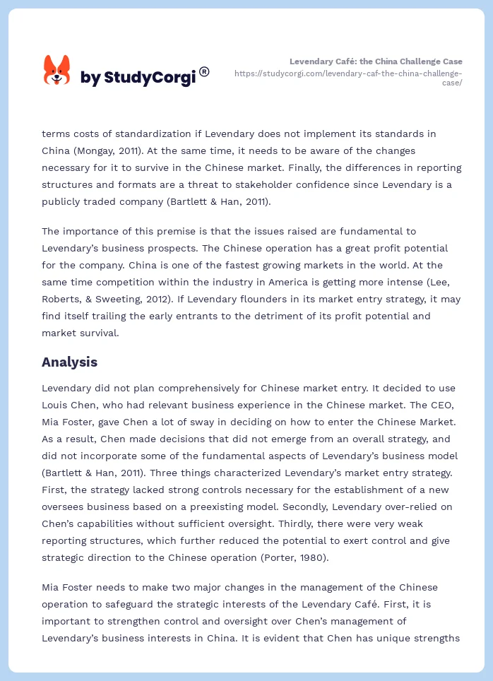 Levendary Café: the China Challenge Case. Page 2