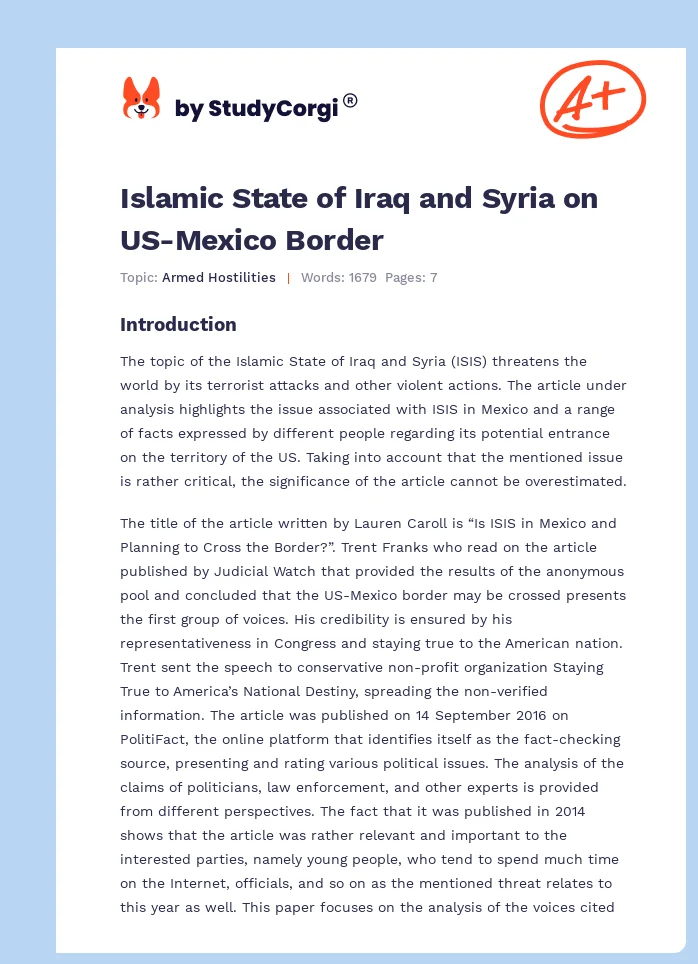 Islamic State of Iraq and Syria on US-Mexico Border. Page 1