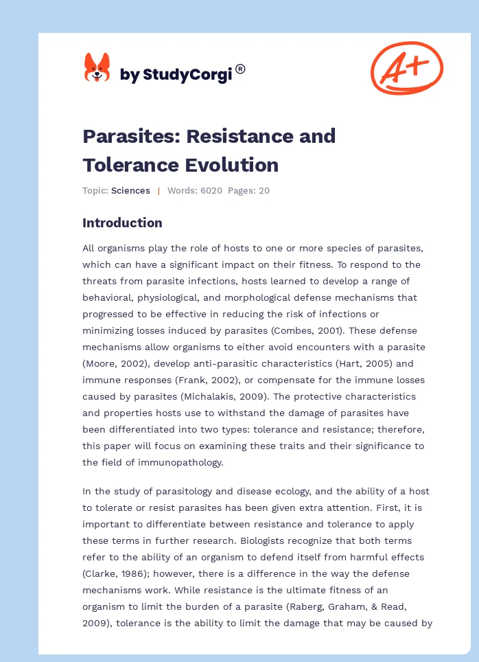 Parasites: Resistance and Tolerance Evolution. Page 1