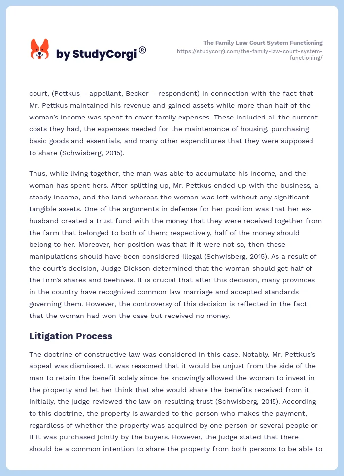 The Family Law Court System Functioning. Page 2
