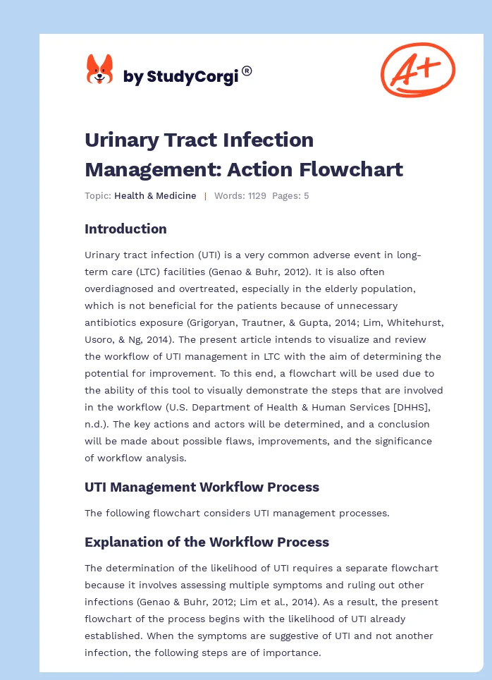 Urinary Tract Infection Management: Action Flowchart. Page 1