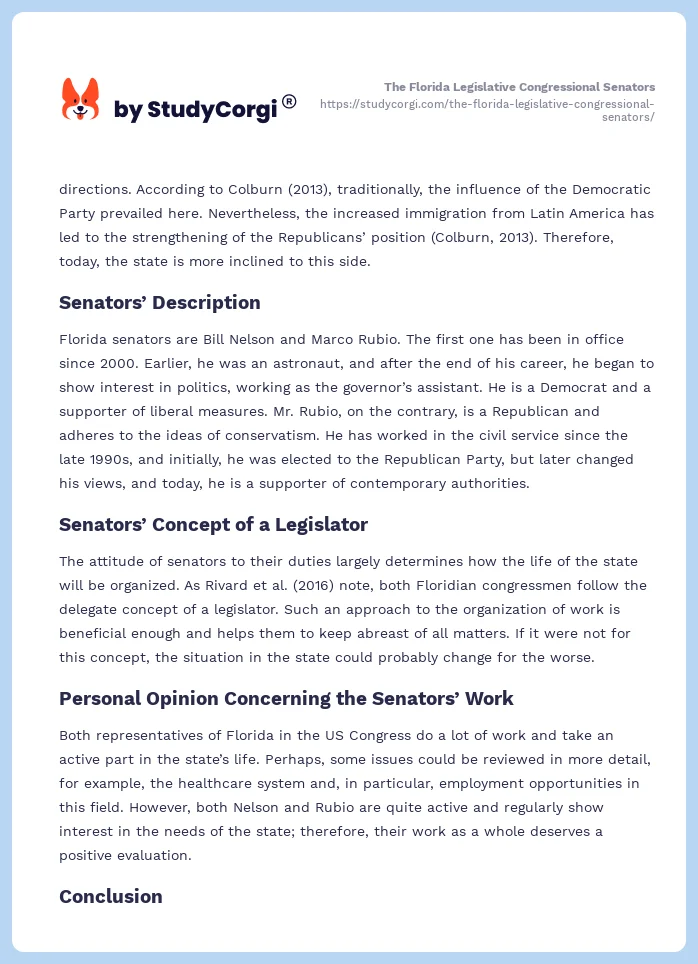 The Florida Legislative Congressional Senators. Page 2