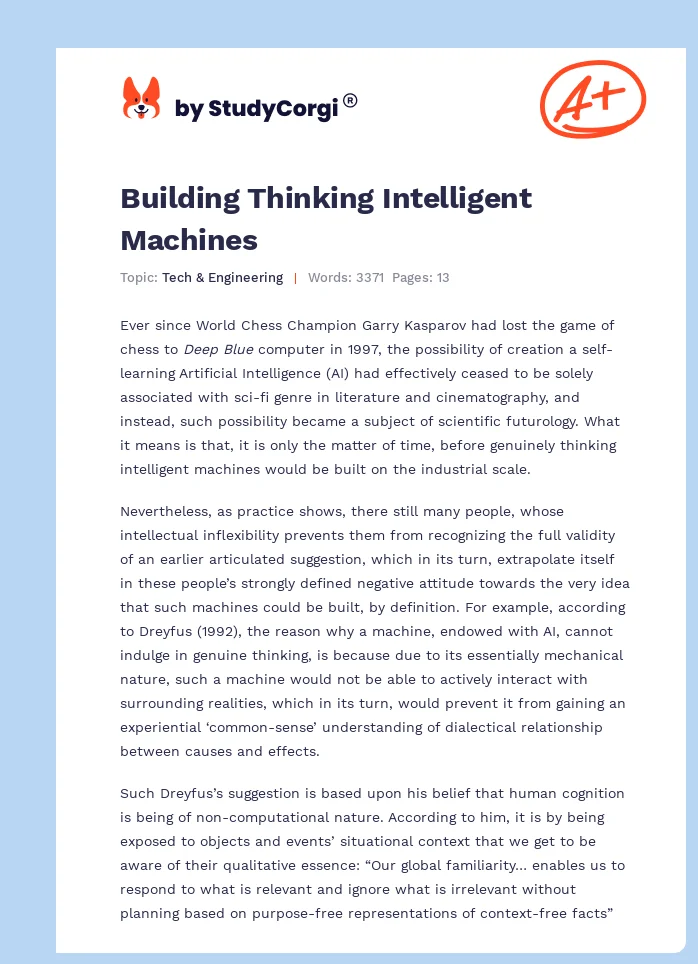 intelligent machines essay example