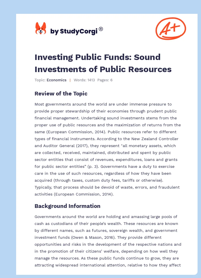 Investing Public Funds: Sound Investments of Public Resources. Page 1