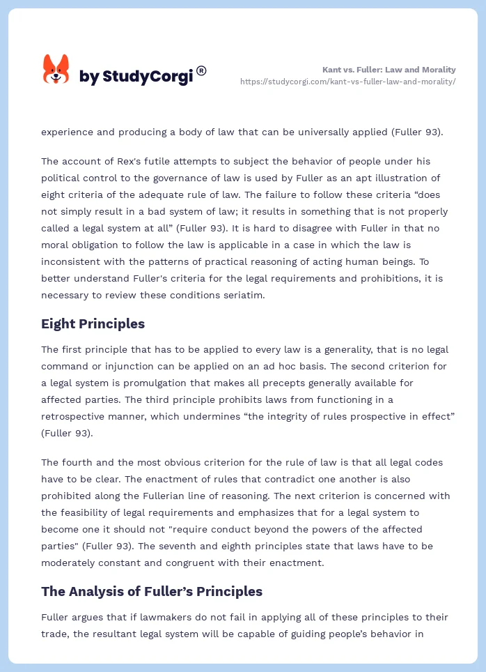 Kant vs. Fuller: Law and Morality. Page 2