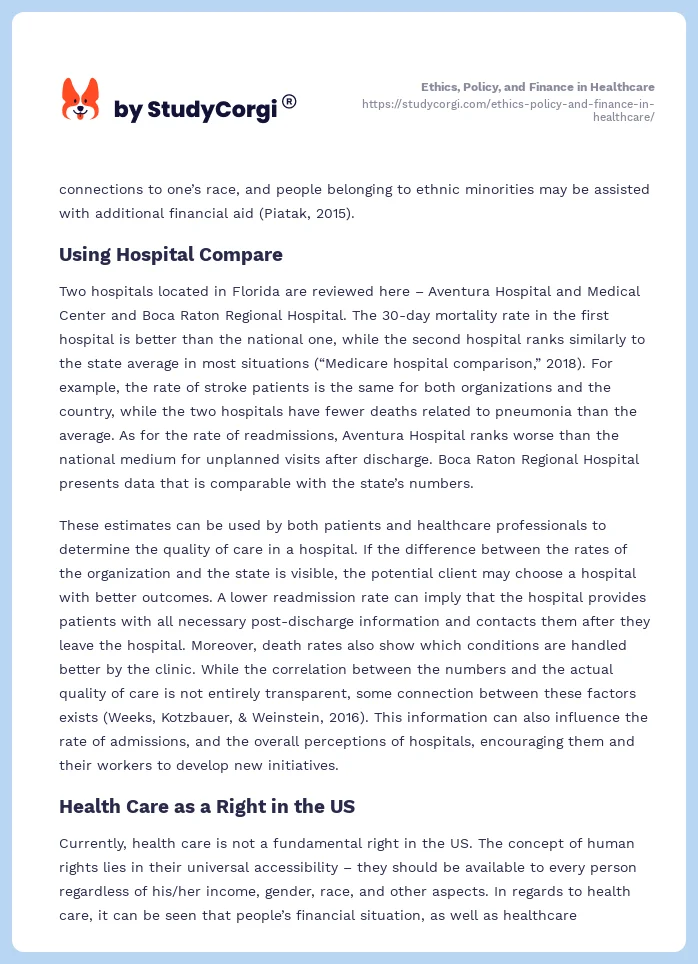 Ethics, Policy, and Finance in Healthcare. Page 2