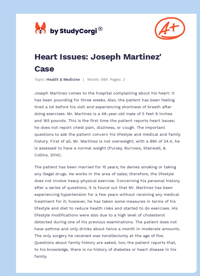 Heart Issues: Joseph Martinez' Case. Page 1
