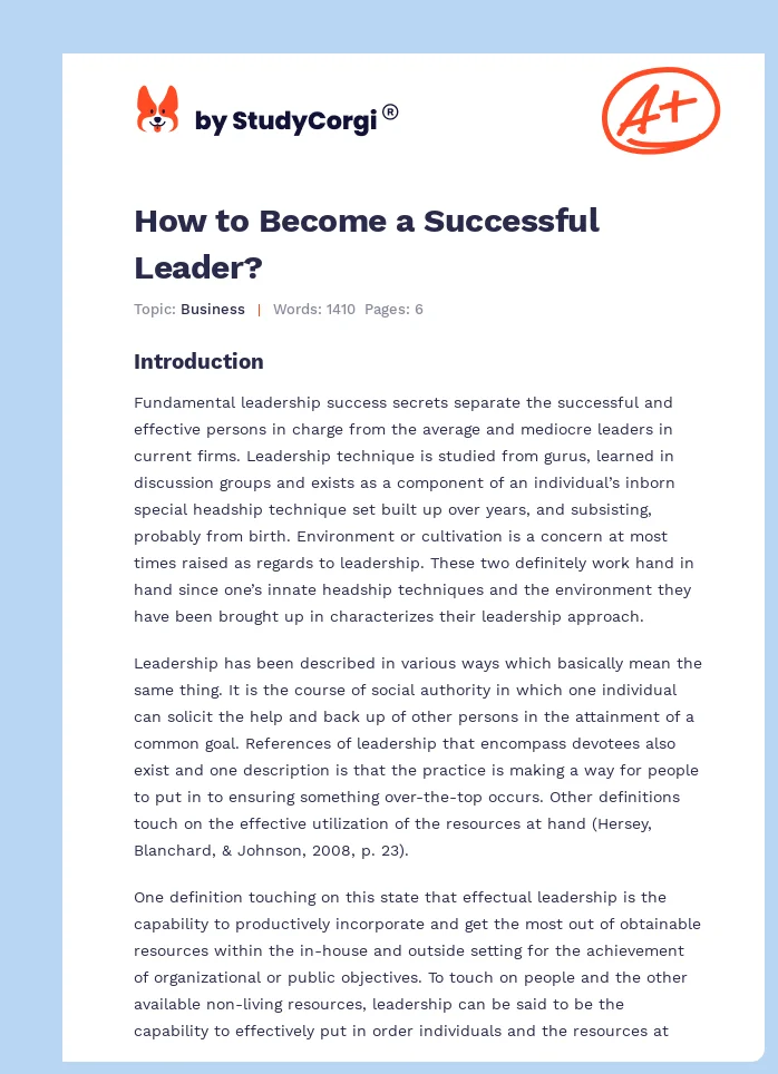 How to Become a Successful Leader?. Page 1