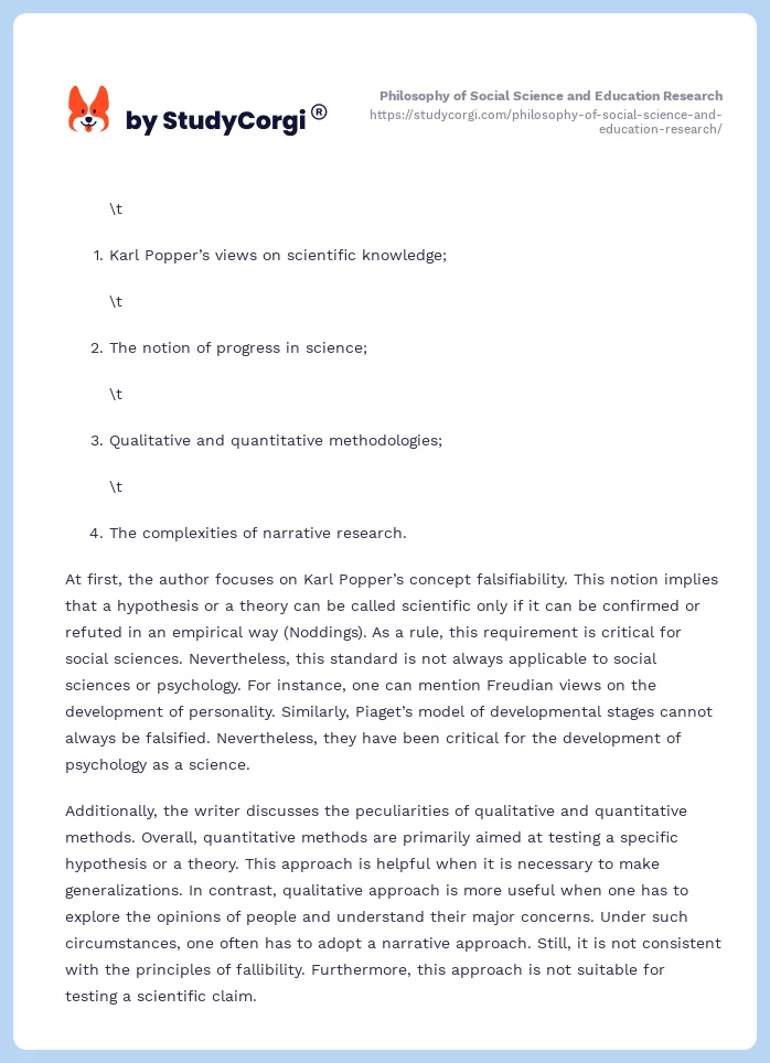Philosophy of Social Science and Education Research. Page 2