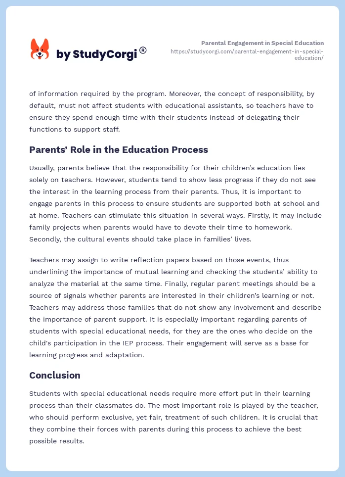 Parental Engagement in Special Education. Page 2